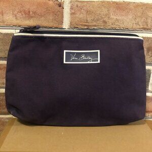 Vera Bradley Navy Canvas Cosmetic Bag With Zipper Closure Outside Pocket